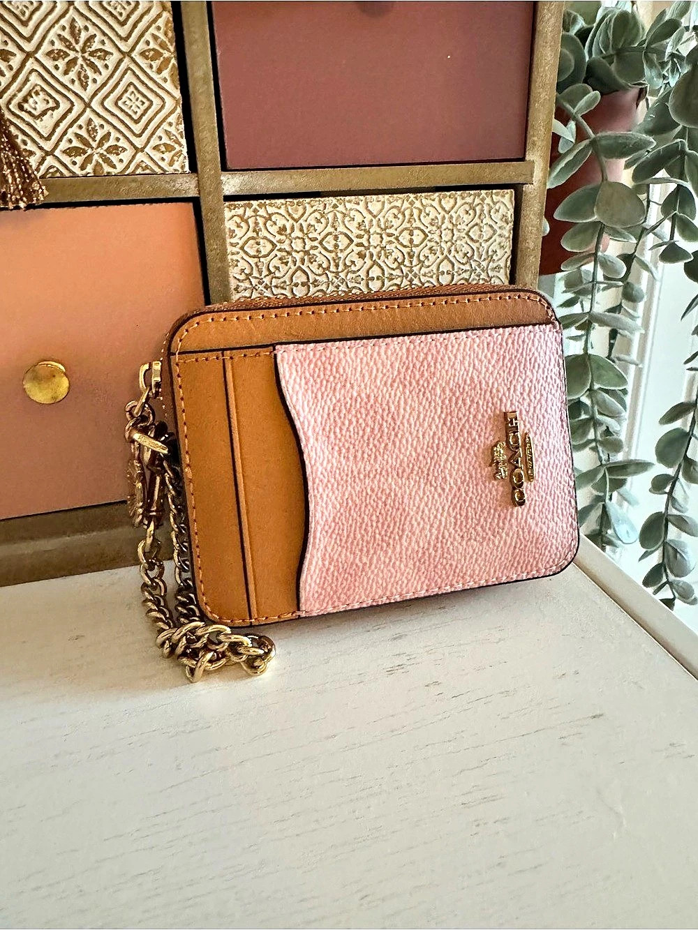 Coach Zip Card Case/Wallet Powder Pink